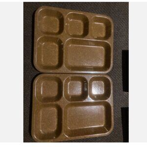 2 - VINTAGE 1988 HALSEY TRAY MELAMINE CAFETERIA MILITARY MEAL TRAY USA